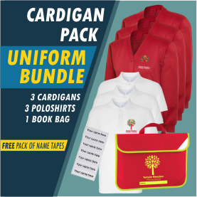 Bundle offer of 3 Cardigans, 3 Poloshirts a Book Bag and a Free pack of name tapes!