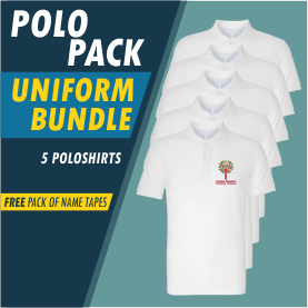 Pack of 5 White Poloshirts