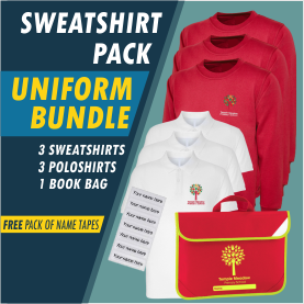 Bundle offer of 3 Sweatshirts, 3 Poloshirts a Book Bag and a Free pack of name tapes!